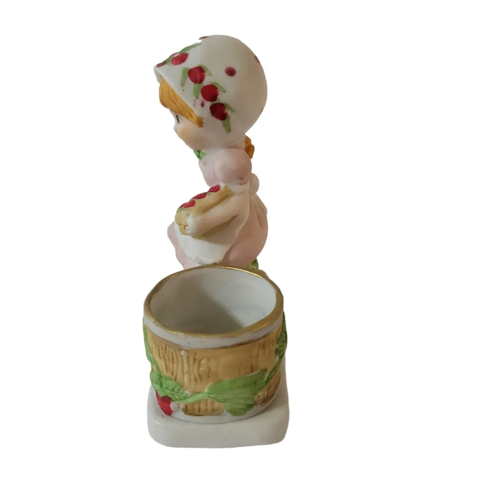 Vintage Jasco Strawberry Patch Girl Votive Holder